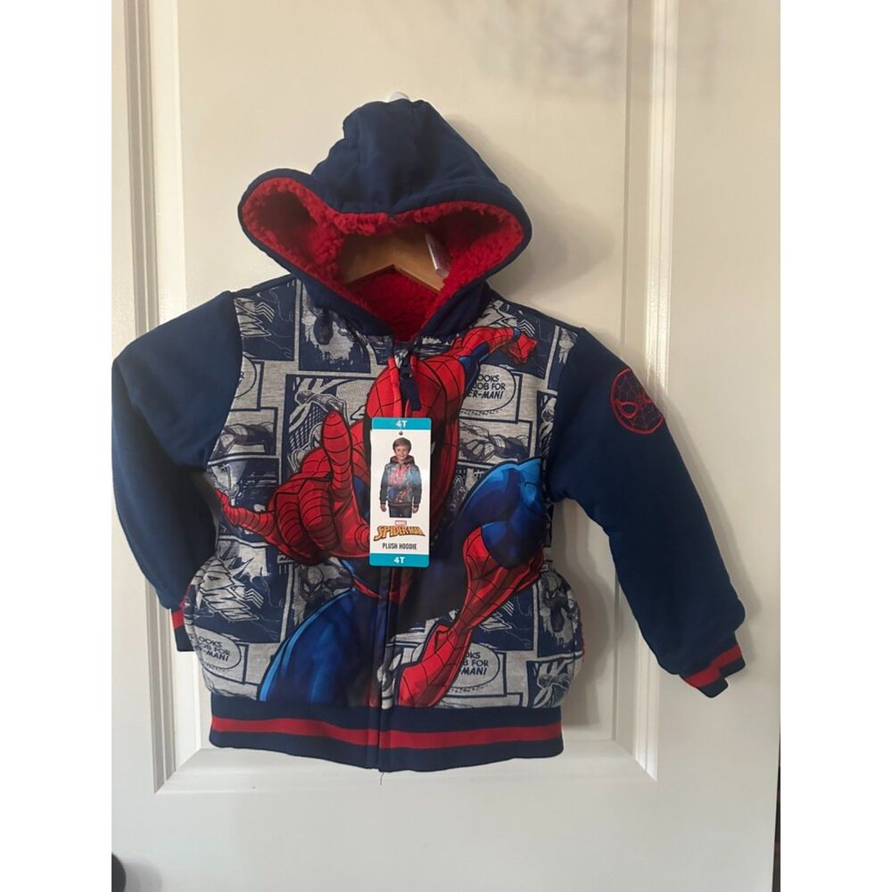 Marvel Avengers Spider Man Hooded Zipper Down Jacket SIze 4T